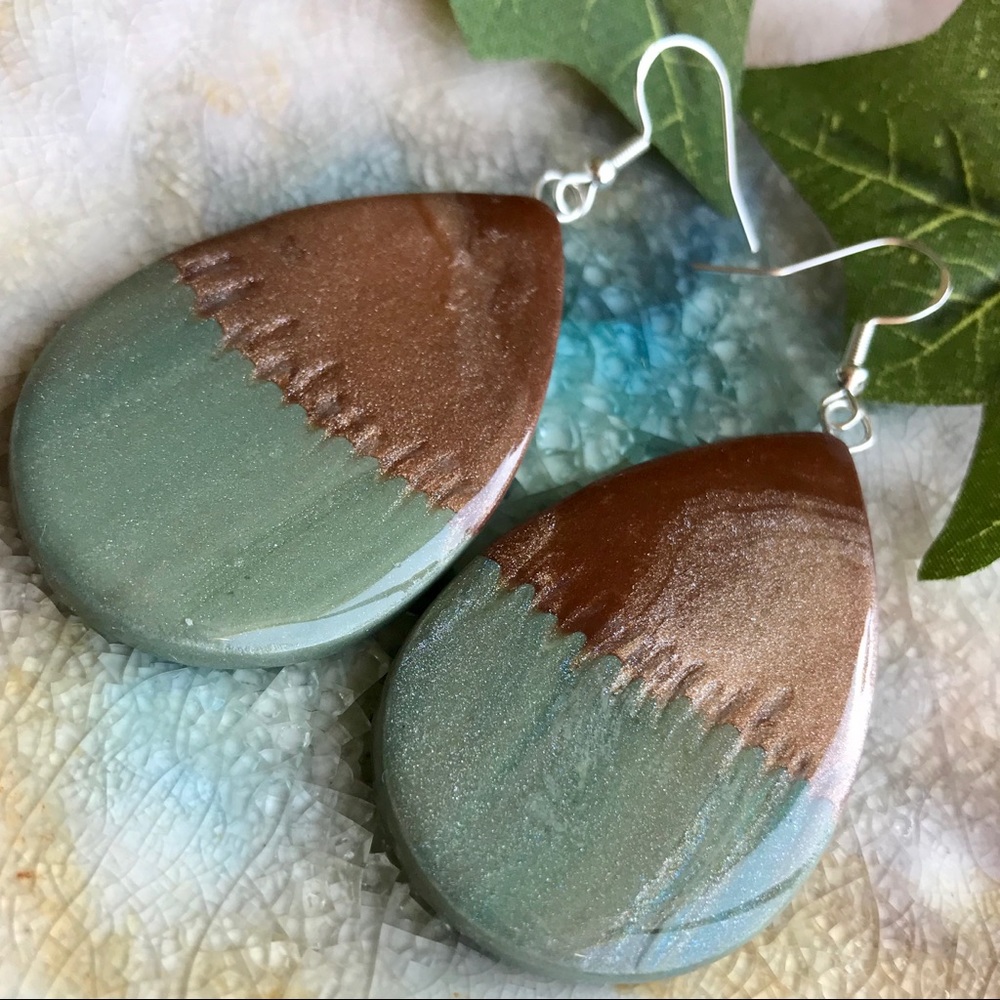 Handmade Polymer Clay Teardrop Dangle Earrings